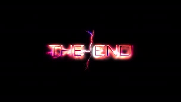 End Gloeien Roze Neon Tekst Bliksem Glitch Effect Sci Futuristische — Stockvideo