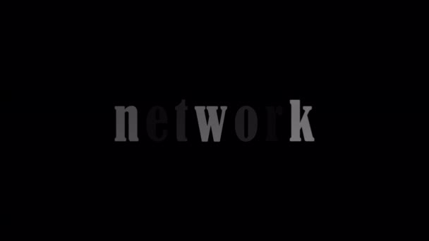 Network Silver Text Med Effekt Animation Svart Abstrakt Bakgrund Främja — Stockvideo