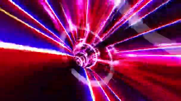 隧道内数字红线运动及照明效果的抽象回路 未来的霓虹灯背景 紫外线发光线 激光束 3D无缝环路 — 图库视频影像