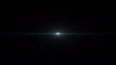 Döngü merkezi yanıp sönen beyaz mavi yıldız ışınları optik mercek ışıkları, uzun kol animasyonu sanatı, siyah soyut arka planda parlıyor..