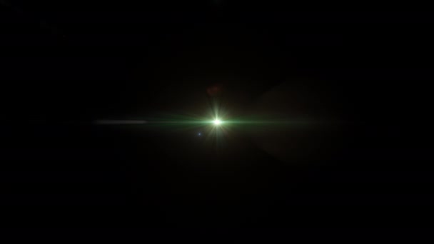 Centro Lazo Abstracto Resplandor Estrella Verde Brillo Óptico Lente Llamaradas — Vídeo de stock