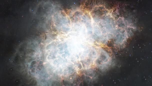 Nebulosa Granchio Spaziale Viaggio Universo Esplorazione Sullo Spazio Profondo Volo — Video Stock