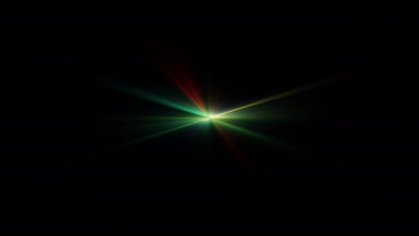 Loop Center Színes Csillag Optikai Fáklya Ragyog Fény Fekete Elvont — Stock videók