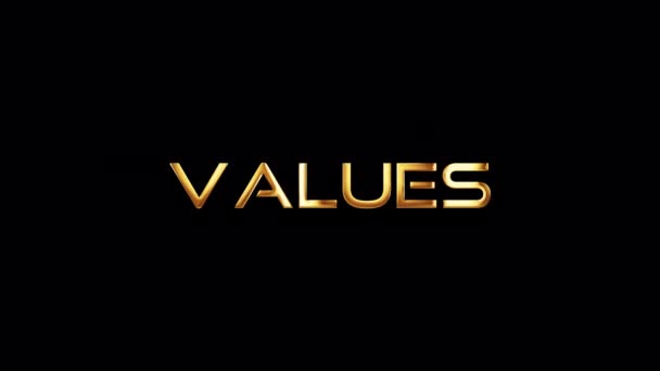 Loop Values Gold Text Shine Loop Light Motion Effect Title — Wideo stockowe