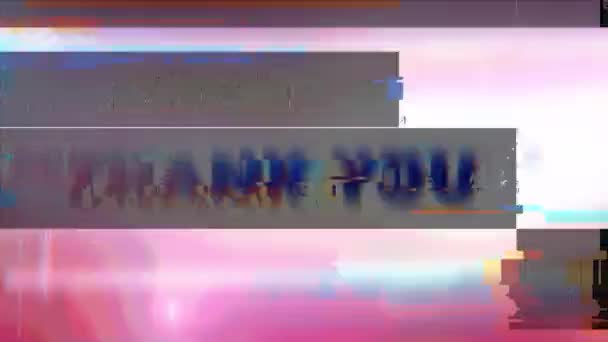 Σας Ευχαριστώ Πολύχρωμο Λέξη Κινηματογραφικό Ρυμουλκούμενο Τίτλο Ροζ Φόντο Των — Αρχείο Βίντεο