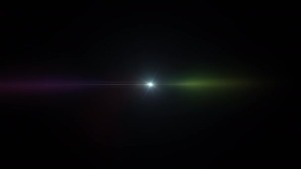 Loop Τρεμοπαίζει Κέντρο Πολύχρωμο Αστέρι Οπτικοί Φακοί Φωτοβολίδες Λάμψη Φως — Αρχείο Βίντεο