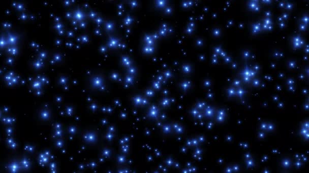 Spadająca Pętla Świecąca Niebieskie Gwiazdy Cząstki Optyczne Rozbłyski Animacja Ruch — Wideo stockowe