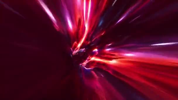 Абстрагируйтесь Красной Цифровой Решетки Тоннеля Червоточины Космическое Путешествие Через Временной — стоковое видео