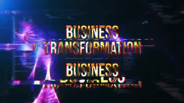 Abstract Animation Business Transformation Gold Glitch Text Effect Animation Digital — Αρχείο Βίντεο