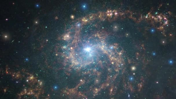Space Travel Ngc2283 Спіральною Галактикою Сузір Каніса Яка Проходить Через — стокове відео