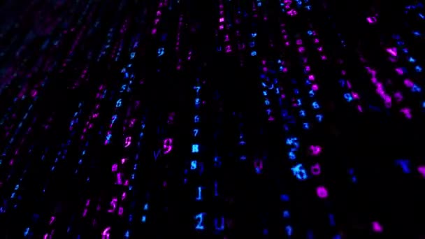 Absztrakt Hurok Rózsaszín Kék Alá Véletlenszerű Digitális Szöveg Mátrix Stílus — Stock videók