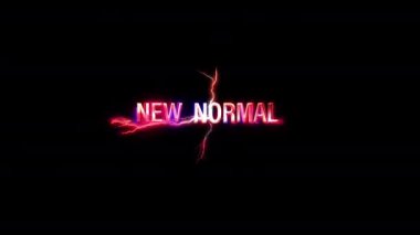 Yeni Normal Parlak Pembe Neon Soyut Yıldırım metin canlandırması siyah soyut arkaplan üzerine  