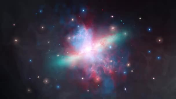 宇宙旅行メシエ82Ngc3034星雲としても知られ 宇宙の星のフィールドを旅し 科学映画のために4K Nasaが提供するこの画像の要素 — ストック動画