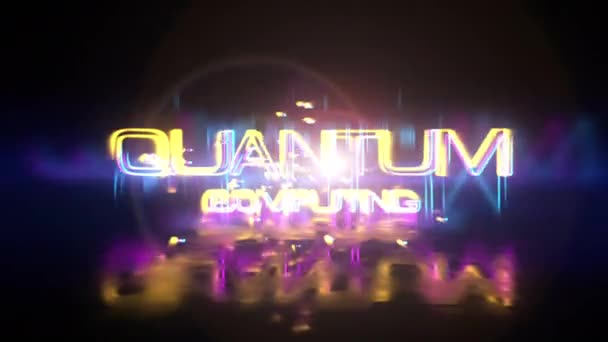 Quantum Computing 글리치 텍스트의 애니메이션 Sci Hitech 배경으로 애니메이션 배너에 — 비디오