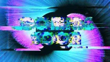 Coming Soon sinematik başlık soyut arka planının renkli arıza etkisi - Satışlar için yakında dönüş döngüsü animasyonu reklam konseptini teşvik eder