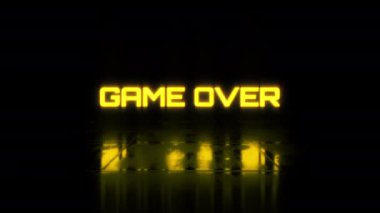Game Over Gold 'un animasyon metni metin efekti sinematik başlık soyut arkaplan. 