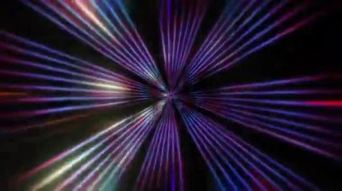 Teknoloji ve iletişim vj arkaplanı için soyut VJloop merkezi parlak ışık radyal ışık hızı radyal yakınlaştırması. Mavi ışık hızı, hareket halindeki neon ışınlar.. 