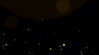 Animasyon akışı yukarı turuncu altın bokeh parçacıkları ekran projesi için siyah soyut arkaplan üzerinde yüzer kıvılcım