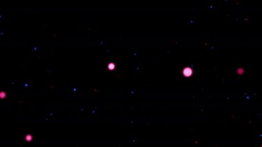 Parlak Sarı Pembe Bokeh parçacıkları ekran projesi örtüsü için siyah soyut arkaplan üzerinde hareketli animasyon. Etkinlik, festival, evlilik yıldönümü