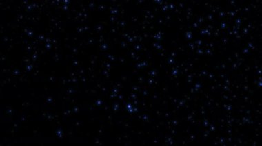Parlak mavi yıldız parçacıkları siyah soyut arkaplanda titreşen hareket animasyonları. Alevli, mavi, pembe, parlayan, kor şeklinde yanan kül parçacıklarının animasyonu.
