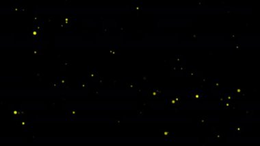 Ekran projesi örtüsü için siyah soyut arkaplan üzerinde parlak sarı bokeh parçacıkları animasyonu aktar. Kış tatili konsepti, Mutlu Noeller, yeni yıl, düğün, kutlama 