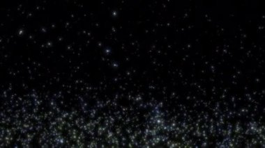 Parlak mavi yıldız parçacıkları siyah soyut arkaplan üzerinde canlandırma yukarı akar. 