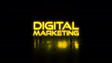 Dijital pazarlama altının animasyon metni metin efekti sinematik başlık soyut arkaplan. 