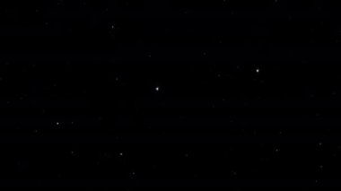 Döngü animasyonu siyah soyut arkaplanda havada uçuşan beyaz yıldız parçacıkları parlıyor. Parlayan kor yanan kül parçacıkları.