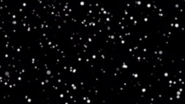 Animasyon döngüsü beyaz bokeh parçacıkları siyah soyut arka planda akar. Alevli, beyaz, parlayan, yanan kül parçacıklarının canlandırması.