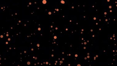 Soyut animasyon döngüsü turuncu bokeh parçacıkları siyah arkaplanda parlıyor. 4K 3D kusursuz mavi bokeh parçacıkları havada uçuşuyor. 