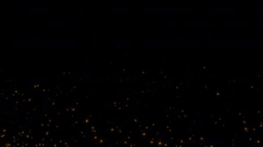 Soyut animasyon döngüsü parlayan altın yıldız parçacıkları siyah arkaplanda akarlar. 4K 3D kusursuz döngülü kırmızı bokeh parçacıkları havada uçuşuyor. 