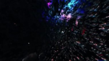 Yıldız alanı Galaxy sinemasal başlık fragmanının soyut arkaplan animasyonuna uzay uçuşuyla yakında altın metin ışığı hareketi efekti geliyor. 