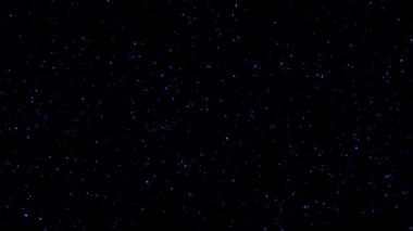 Döngü animasyonu parlak mavi parçacıklar siyah soyut arkaplanda sağ üste akar. Parlayan kor yanan kül parçacıkları.