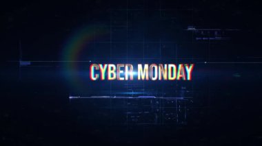 Siber Pazartesi altın arızası koyu mavi soyut arkaplan üzerine sinematik metin başlığı 