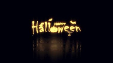 Mutlu Cadılar Bayramı arızası, siyah soyut arkaplan üzerindeki sinematik metin etkisi.  