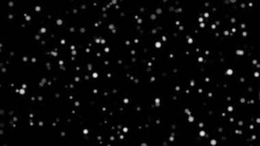 Animasyon döngüsü beyaz bokeh parçacıkları siyah soyut arka planda akar. Alevli, beyaz, parlayan, yanan kül parçacıklarının canlandırması.
