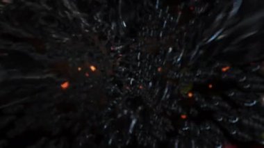 Soyut Parçacıkları yukarı doğru akan altın metni izlediğiniz için teşekkürler. Siyah zemin üzerinde sinematik başlık animasyonu.