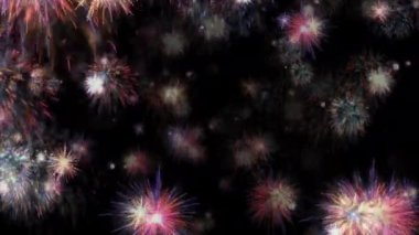 Soyut dikişsiz döngü birçok kıvılcım parçacıkları animasyon siyah soyut arkaplan üzerinde etkinlik, VJ, konser, başlık, tanıtım, sunum gösterisi. 