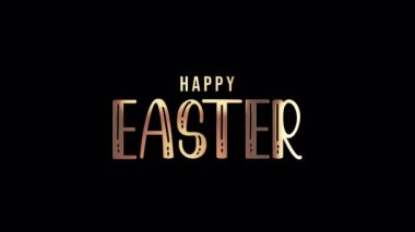 Mutlu Paskalyalar 'ın animasyonu siyah soyut arka planda ışık filmi başlığı parlıyor. Reklam kavramını tanıt QuickTime Alpha Channel ProRes 4444 kullanarak izole et.