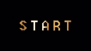 Start metin altın parlak metin efektinin animasyon döngüsü. Cimetik başlık animasyonu soyut arkaplan. Hızlı zaman prores 444 kullanarak alfa kanalı ile izole edilmiş şeffaf video canlandırma metni için öge