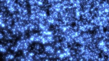 Döngü titreşen mavi yıldız parçacıkları o siyah soyut arkaplan animasyonu düşüyor. Alevli mavi parlayan kor yanan kül parçacıklarının animasyonu.
