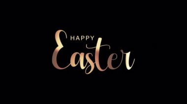 Mutlu Paskalyalar 'ın animasyonu siyah soyut arka planda ışık filmi başlığı parlıyor. Reklam kavramını tanıt QuickTime Alpha Channel ProRes 4444 kullanarak izole et.