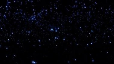 Parlak mavi yıldız parçacıkları siyah soyut arkaplan üzerine düşen animasyonlar. Alevli mavi parlayan kor yanan kül parçacıklarının animasyonu.