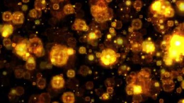 Soyut dikişsiz döngü birçok turuncu parçacık kıvılcım bombası animasyon etkisi siyah soyut arkaplan üzerinde etkinlik, VJ, konser, başlık, fragman, sunum gösterisi. 