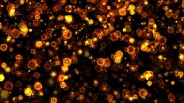 Parlak turuncu kıvılcım bombası parçacıkları siyah soyut arkaplanda ateş animasyonu oluşturur. 4K 3D ateşli turuncu parlayan kor yanan kül parçacıklarının animasyonu.