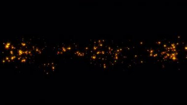 Soyut döngü, siyah soyut arkaplan üzerinde titreşen altın yıldız parçacıkları hareketi. Siyah arkaplan hareketindeki altın yıldız parçacığı başlıkları sinematik arkaplan döngüsü.
