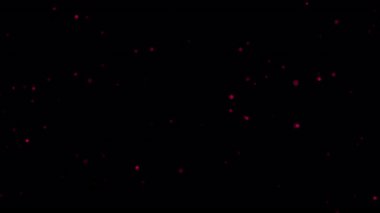 Soyut animasyon döngüsü pembe bokeh parçacıkları siyah arkaplanın üzerine doğru akar. 4K 3D kusursuz döngülü kırmızı pembe bokeh parçacıkları havada uçuşuyor..