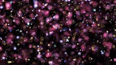 Soyut dikişsiz döngü birçok kıvılcım parçacıkları animasyon efekti siyah soyut arkaplan üzerinde etkinlik, VJ, konser, başlık, fragman, sunum gösterisi. 