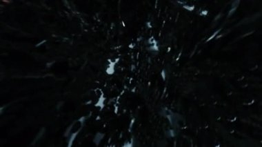 Parçacıkları dijital efekt ile soyut The End altın metni siyah arkaplan üzerinde sinematik başlık animasyonu.