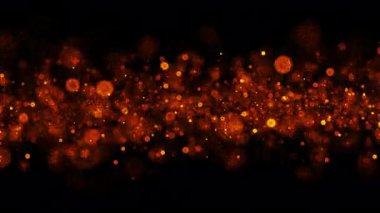 Soyut dikişsiz döngü birçok parlak turuncu parçacık kıvılcım bombası animasyon efekti siyah soyut arkaplan üzerinde etkinlik, VJ, konser, başlık, fragman, sunum gösterisi. 